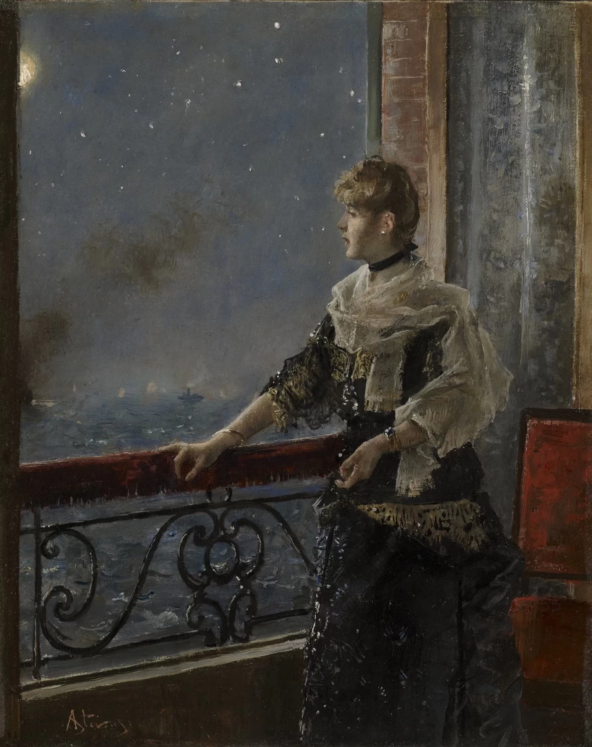 Alfred Émile Stevens - Chiaro di luna, Clark Art Institute, Williamstown